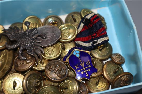 Assorted medallions and military buttons etc.